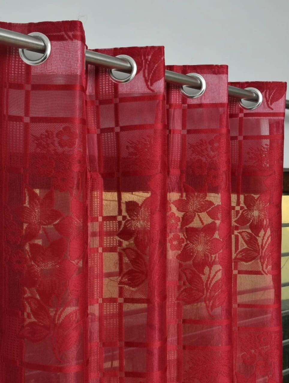 Floral Door Curtains - Soft Sheer Panels FREE SHIPPING -8