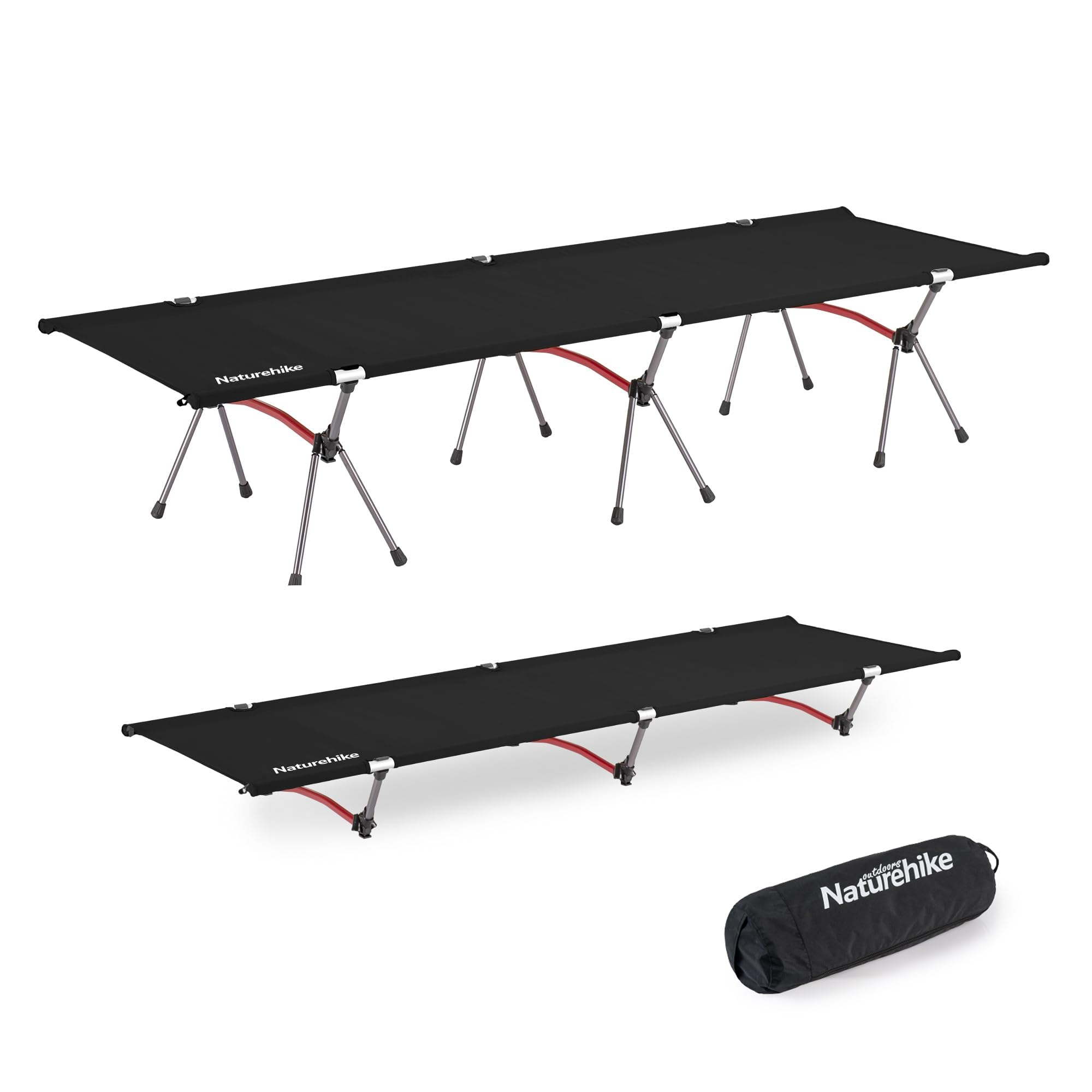 Naturehike ArmyWild Folding Camping Cot, Height Adjustable Ultralight Backpacking Cot, Portable Camping Bed for Camping Hiking Travel Home