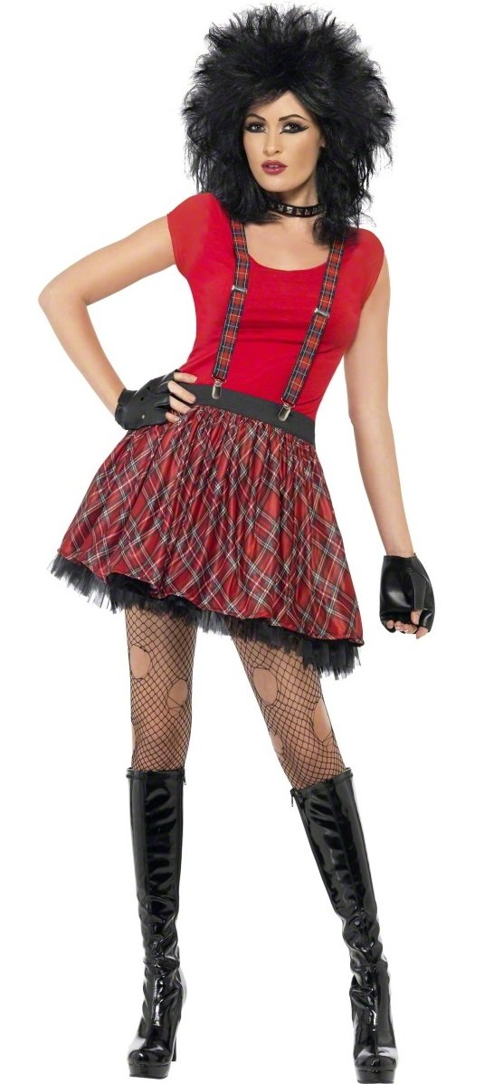 Ladies Sexy Instant Punk 1980s 80s Tartan Tutu Fancy Dress Costume Outfit Kit