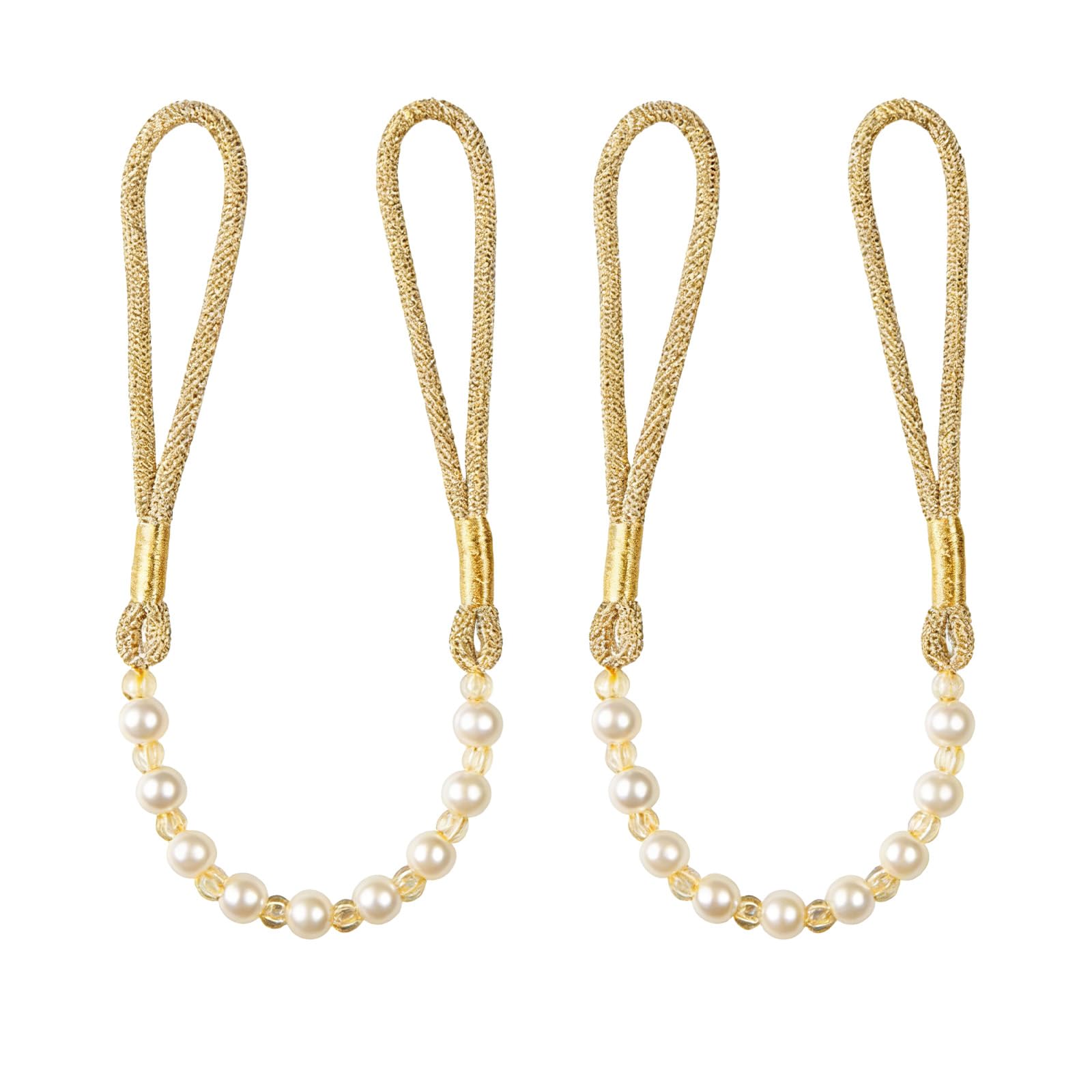 Hedayu Pearl Curtain Tiebacks Pearl Curtain Tiebacks Premium, Gold, 2Pcs
