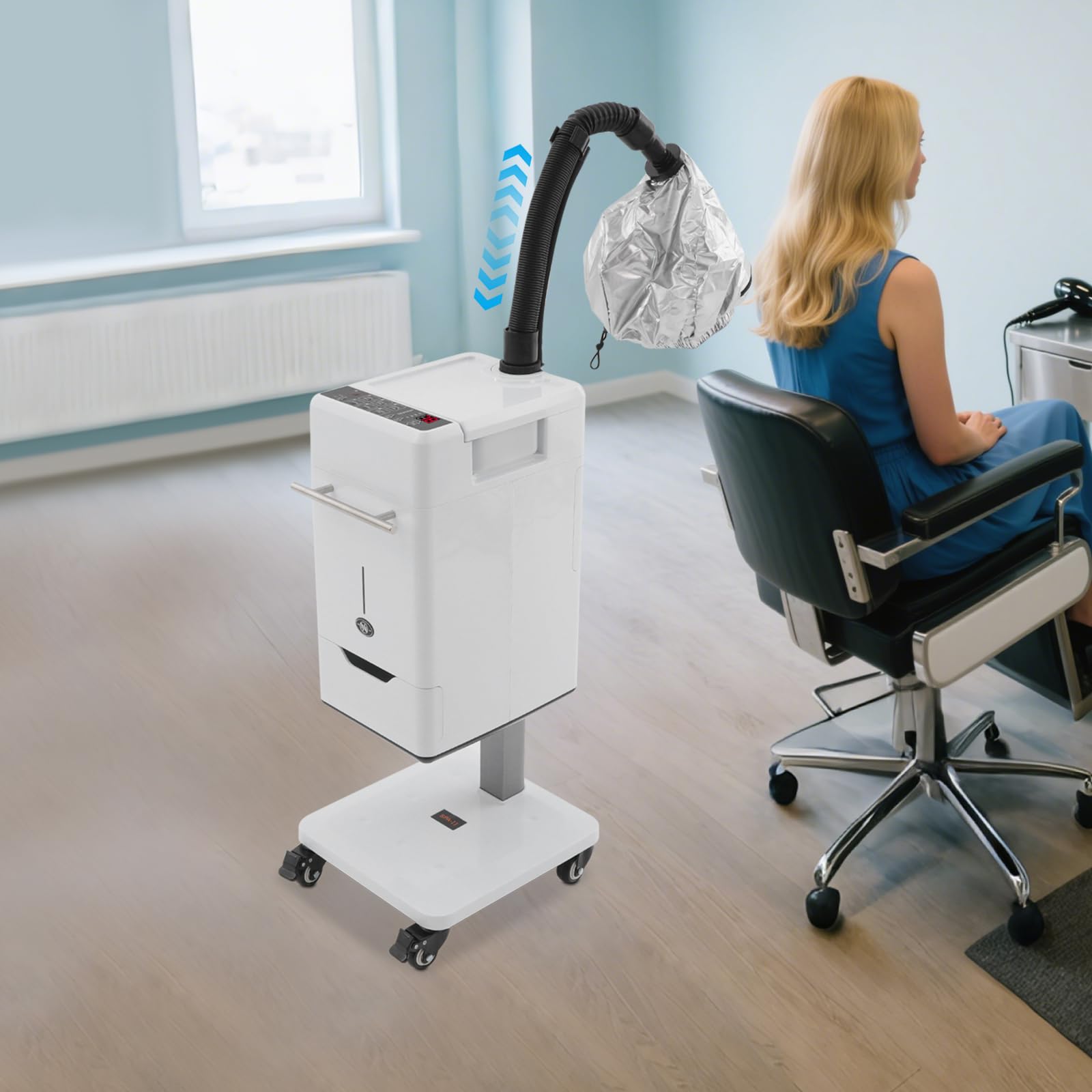 Steamer Salon, Nano Haardampfgerät mit Display, 6 Program, Haar Dampfer Maschine mit Timer, Temperatureinstellbar 0-60℃, Dampfhaube Haardampfer für Haarsalon & Heimgebrauch
