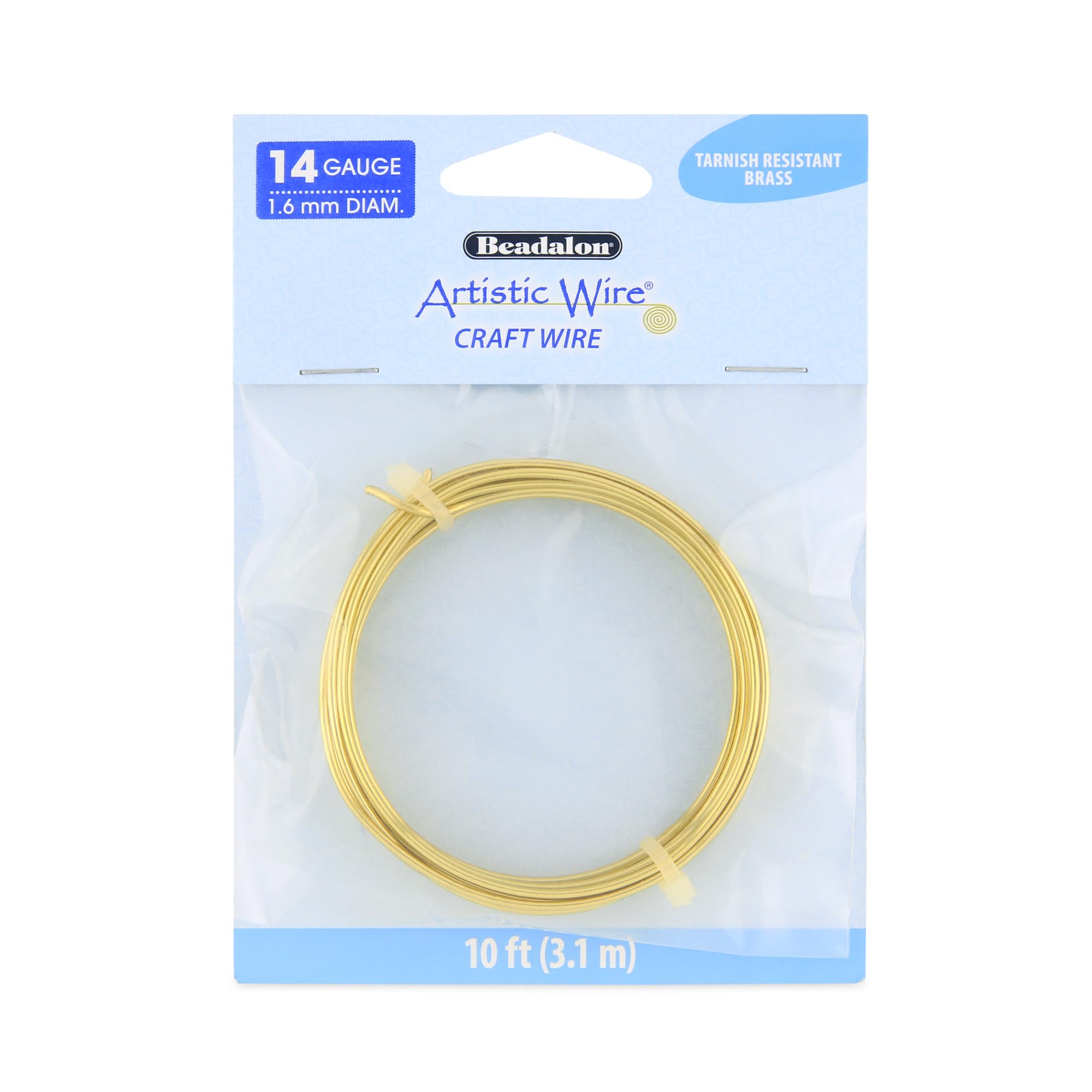 Artistic Wire 14 Gauge Tarnish Resistant Brass Craft Jewelry Wrapping Wire, Gold Color, 10 ft