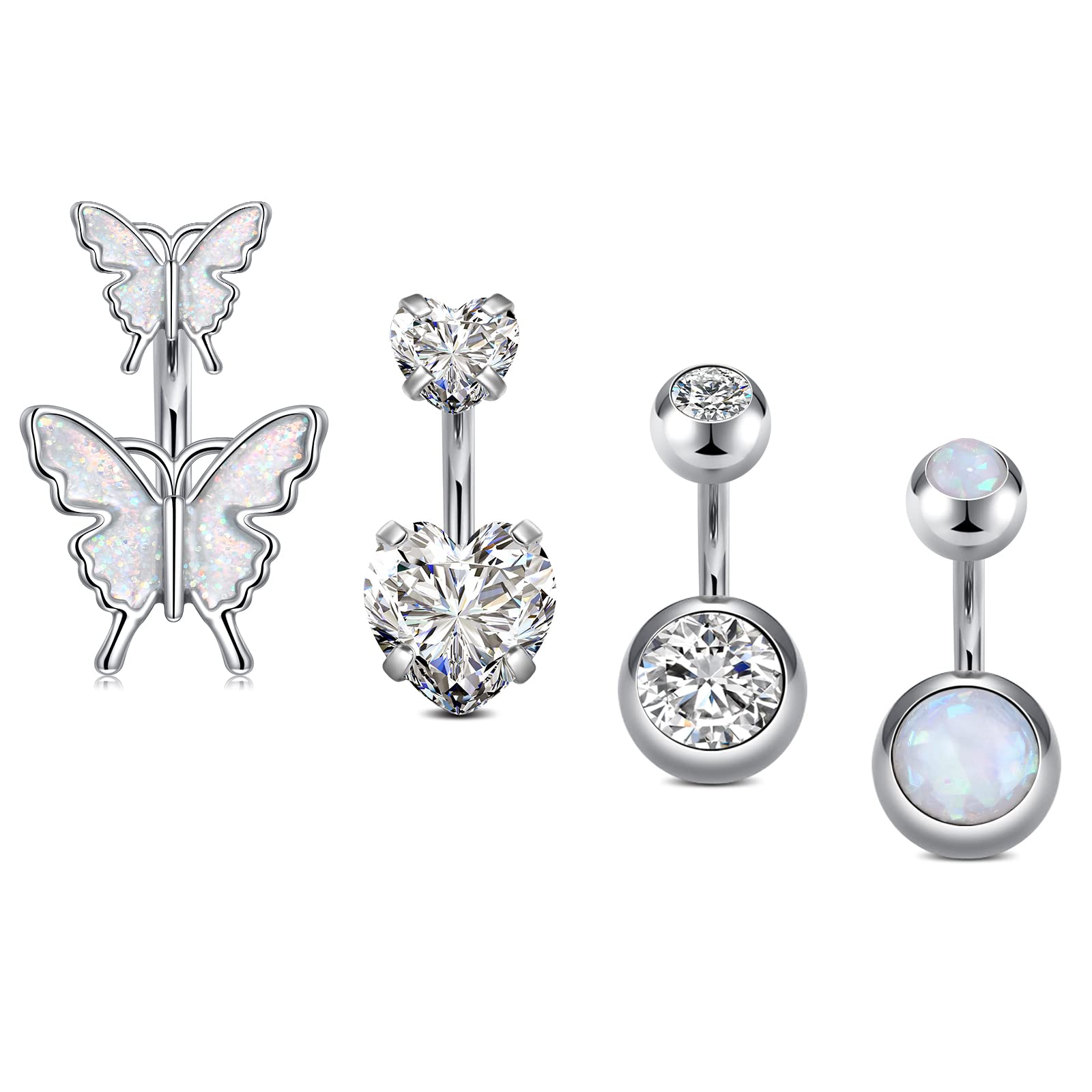 Briana Williams Pendientes Ombligo Plata Pequeño Piercing Ombligo Acero Quirurgico 14G Barras de Vientre Piercing Banana Curvada 6/8/10/12mm