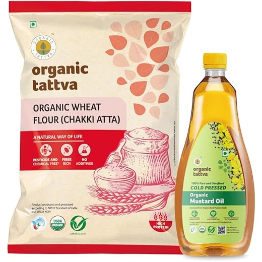 Tattva Wheat Flour 5kg / Mustard Oil 1L 2-Pack