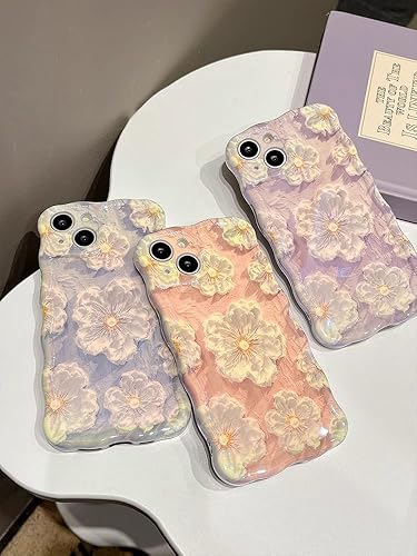Miniatura 9 de EYZUTAK - Funda protectora de TPU para iPhone 12 Pro, estilo retro colorido, diseño láser brillante de pintura al óleo, estampado floral, borde