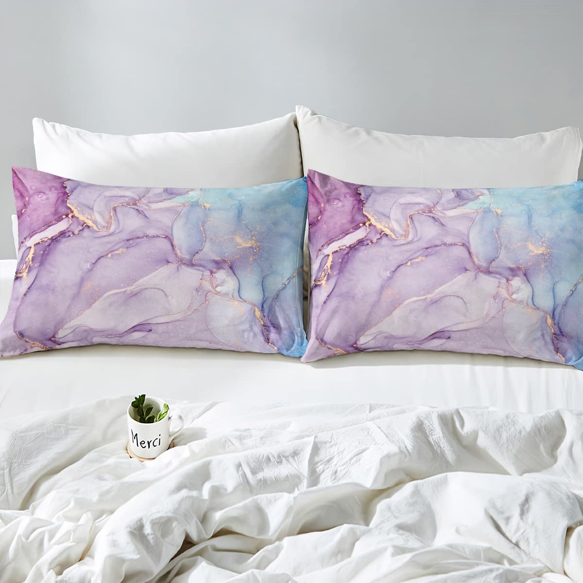 Marble Duvet Cover Set Double Size, Abstract Stone Texture Comforter Cover with 2 Pillowcases - Image 4