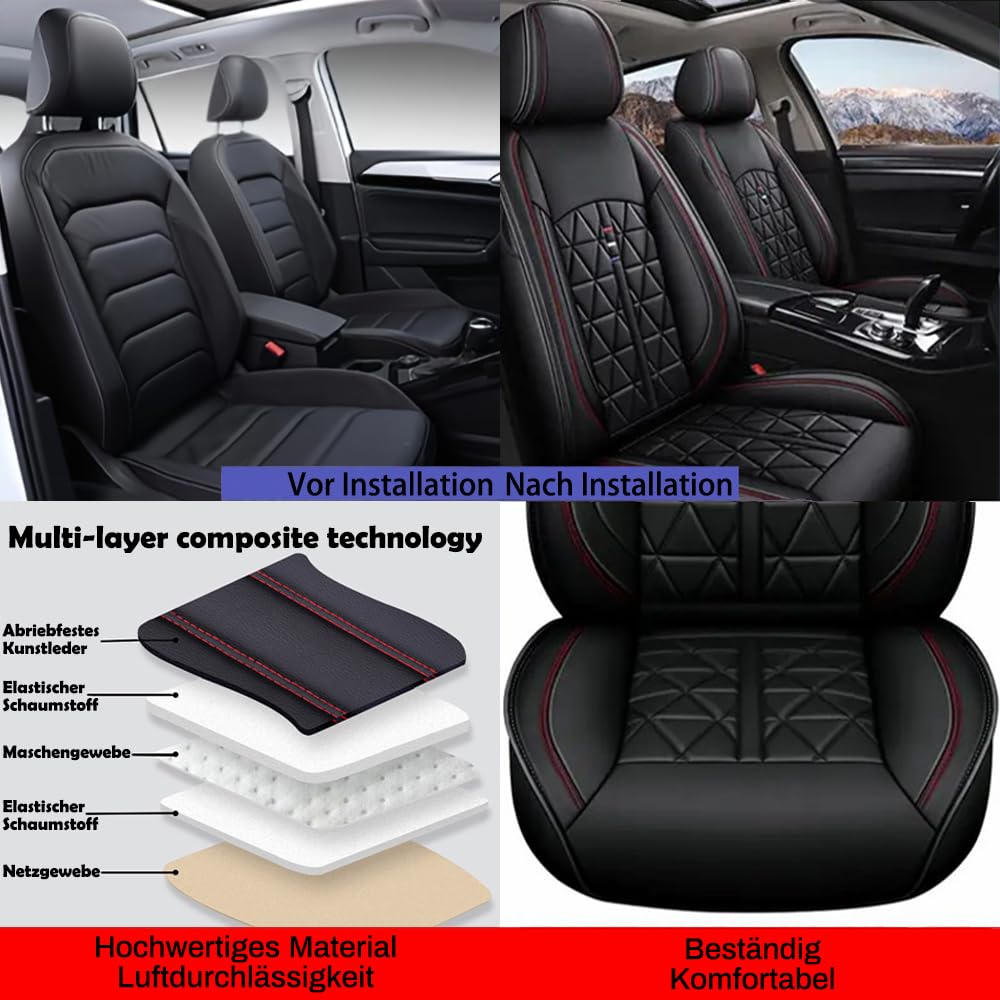 Coprisedili Auto Compatibili per Giulietta, Made In Italy, set di copri sedili Completo, colore - NeroNero