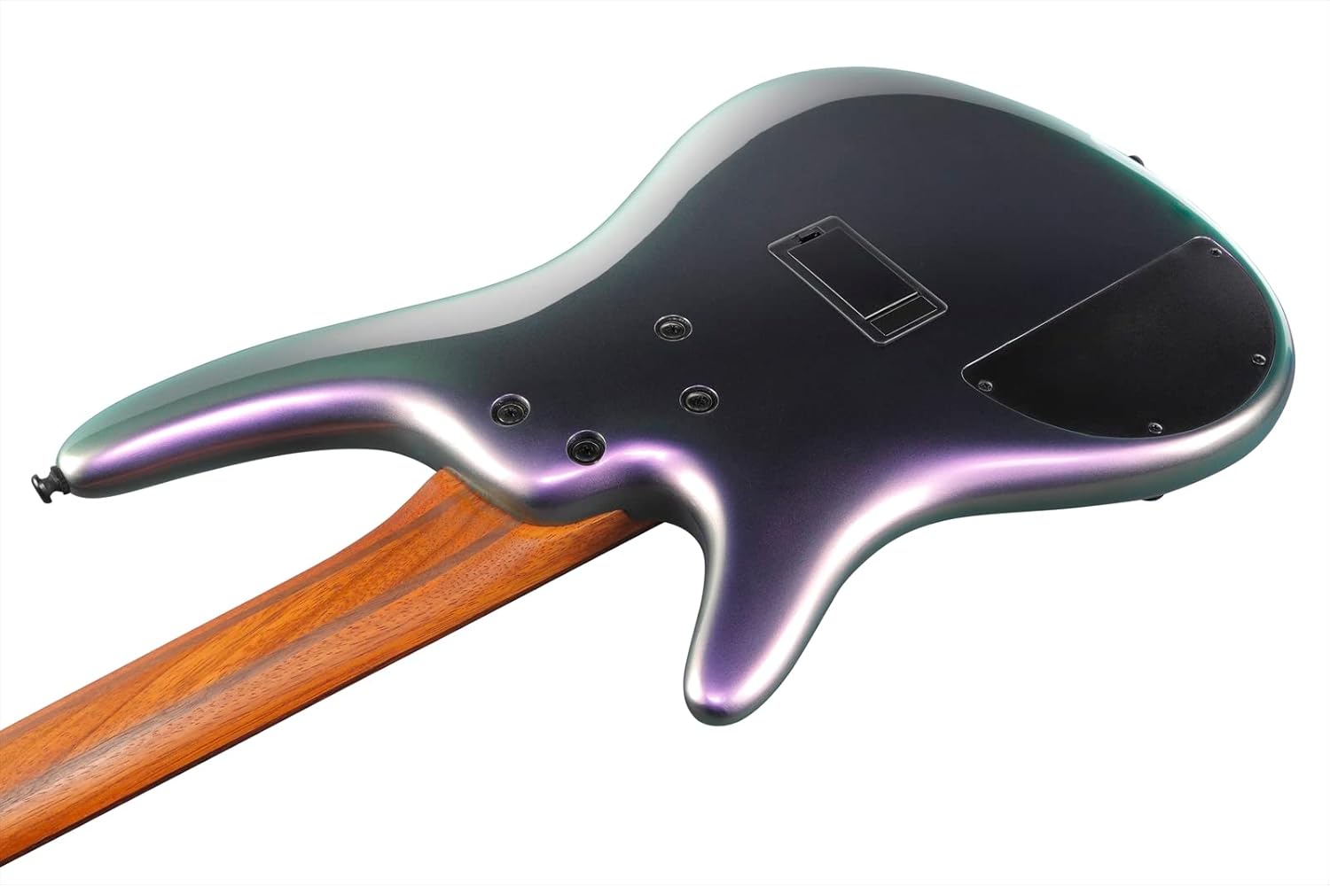 Back view of Ibanez SR500E Bass Guitar showing battery compartment