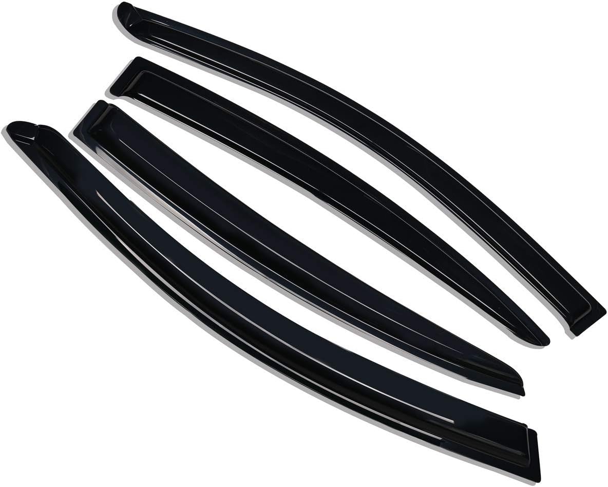 Lightronic Extra Durable Outside-Mount Auto Vent Window Visor, Fits 2004-2009 Mazda 3 Sedan, UV Protection Rain Guard, Original Wind Deflector, No-Drill Easy Install, Dark Smoke, 4-Pcs