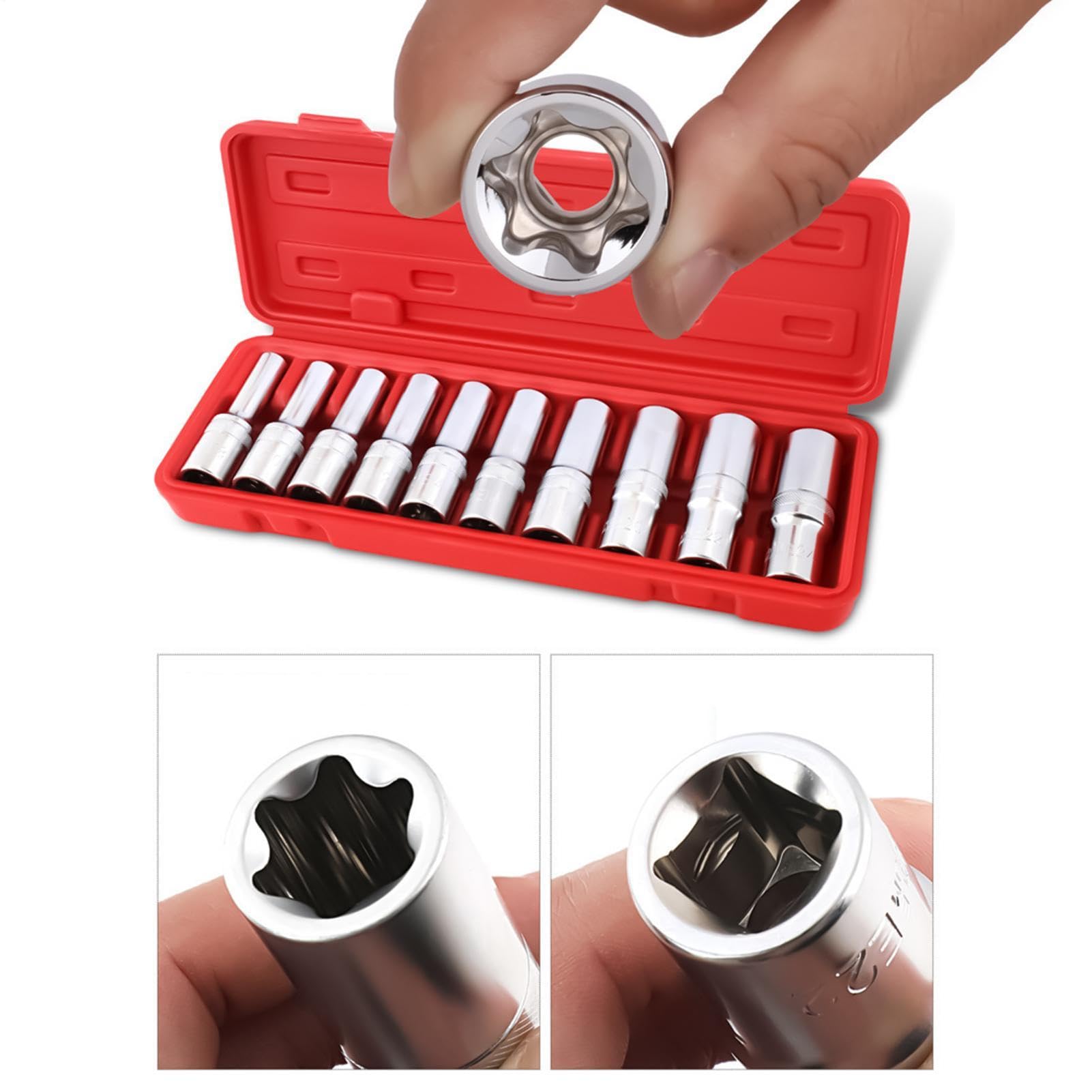 10-piece Alloy Steel Set - Star Bit Sockets | External Star Shape Torque