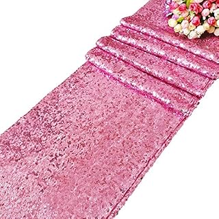 Time to Sparkle 12x108inches Glitter Sequin Table Runner Chair Sashes Swags Wedding Party Table Decoration, Sequin Navy Blue