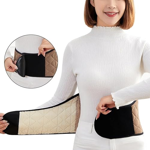 Miniatura 4 de Calentador térmico de cintura con forro polar para hombres y mujeres, para invierno, cálido, de lana gruesa, para ciática, hernia de disco,