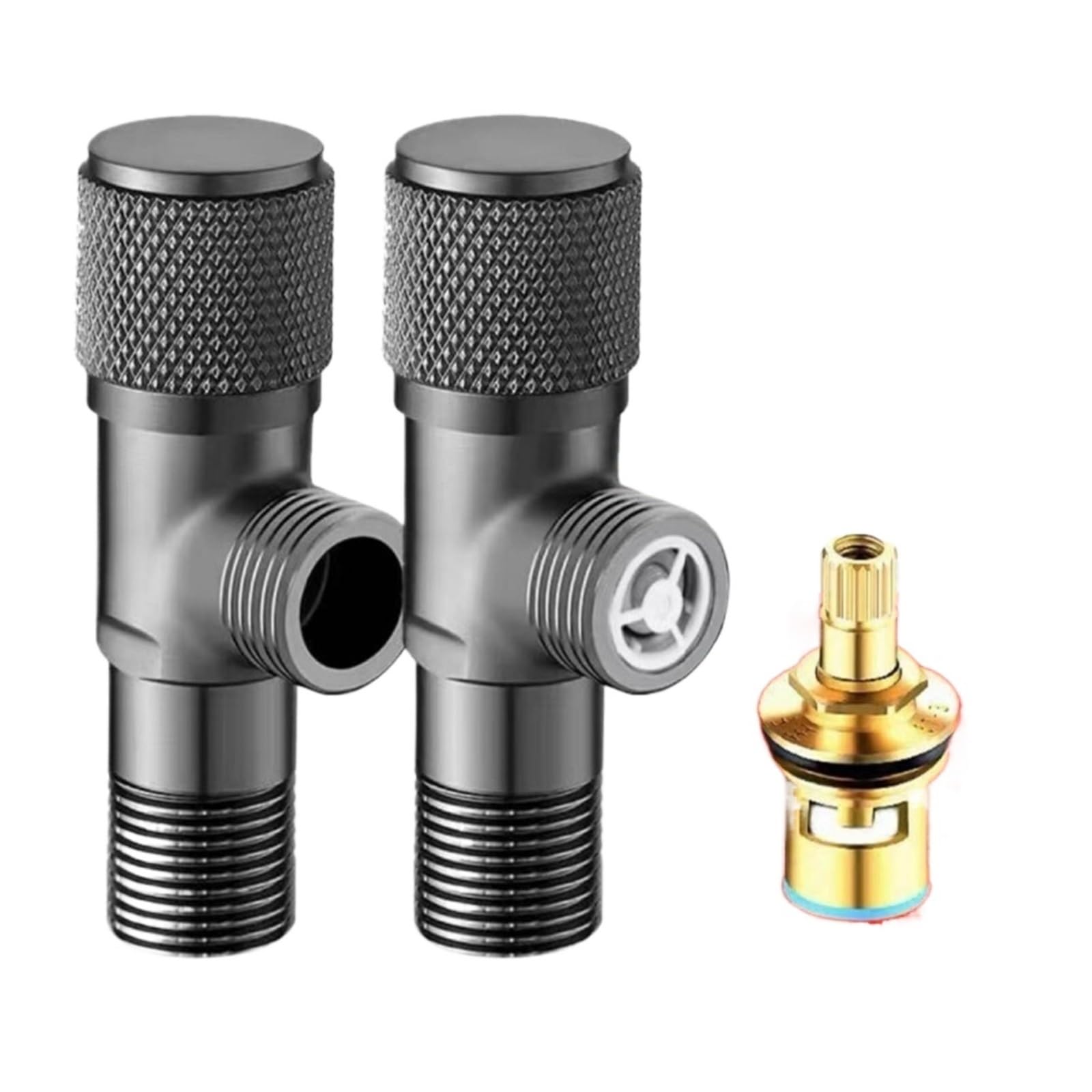 Angle Valve Brass Angle Valve Inlet Bathroom Outlet G1/2 Wash Basin Sink Diverter Kitchen Water Stop Faucets for Warmer System(Grey Valve 2)