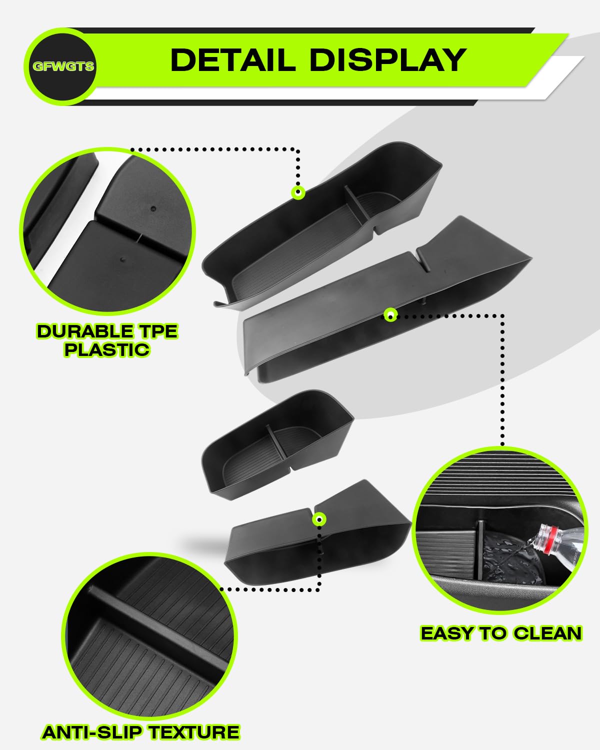 Xpeng G6 Accessoires [Lot de 4] Boîte de Rangement Latérale de Porte pour Xpeng G6 2024 2025 2026, Poche de Porte Avant & Arrière en TPE, Organiseur Intérieur (Noir)