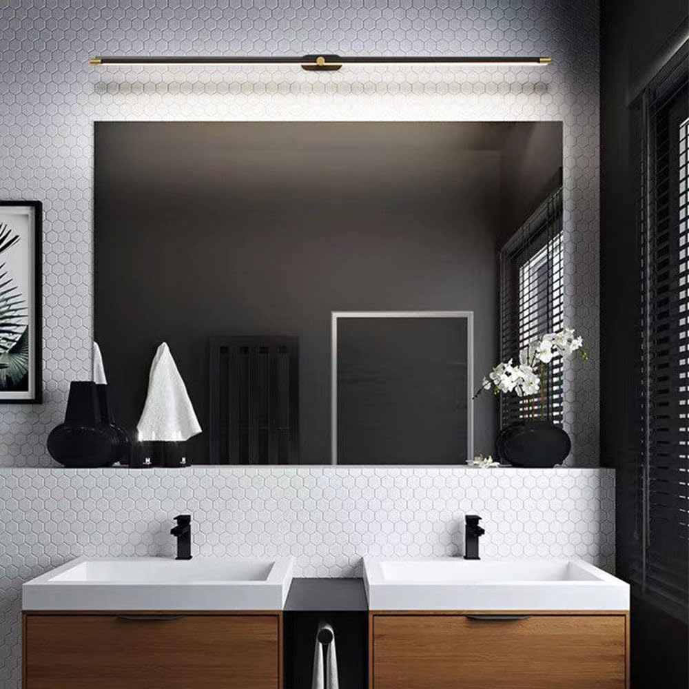 Lámpara LED Lineal para tocador, iluminación de baño, Moderna lámpara de Espejo de Tira Larga, Aplique de Pared para tocador, tocador, tocador, baño (Oscuro, 68 cm)