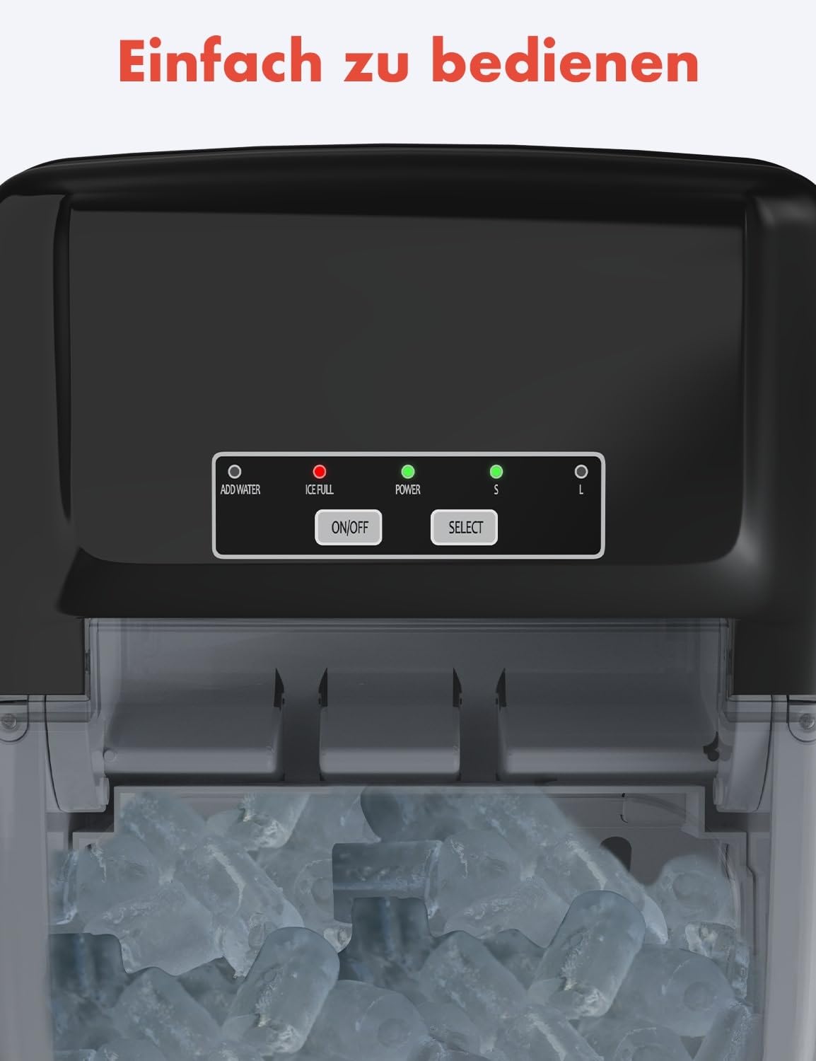 KitchenBrothers Eiswürfelmaschine Klein - Crushed Ice Maschine - Eiswürfel Maschine, Würfel - Ice Cube Maker - Eiswürfelbereiter - Ice Maker - Eiswürfelmaschinen - Ice Crusher - Eiscrusher