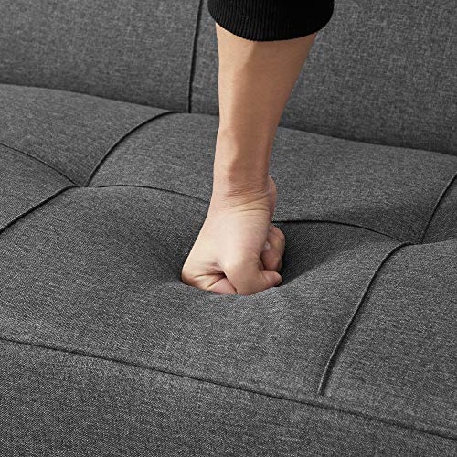 VASAGLE Schlafsofa, Schlafcouch, Bettsofa, Bezug aus Baumwoll-Leinen-Mischgewebe, Holzbeine, 175 x 83 x 76 cm, klappbar, Ausklappsofa, für Wohnheim, kleine Räume, grau LCS701G01