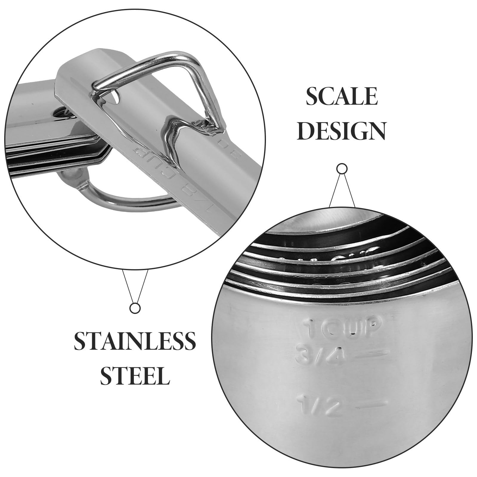 Operitacx Set di Cucchiai e Misurini in Acciaio Inox 304 Scala Graduata, Capacità da 1/8 a 1 Tazza, Strumenti Precisi per Cucina e Pasticceria
