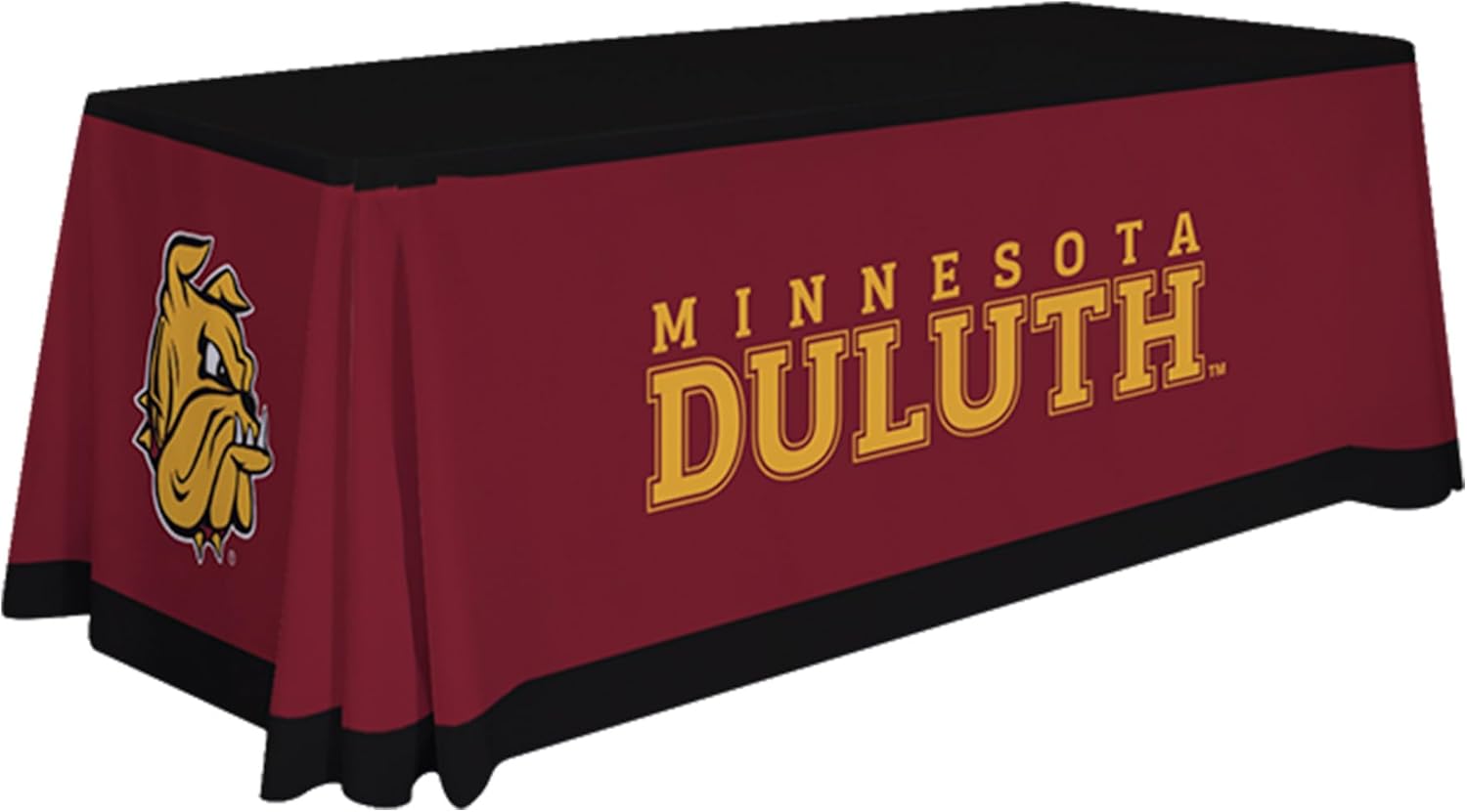 Minnesota Duluth Bulldogs College Sports Printed Table Throw - NCAA Licensed - Polyester - School Tablecloth (Black, Maroon, Gold) (6' Draped)