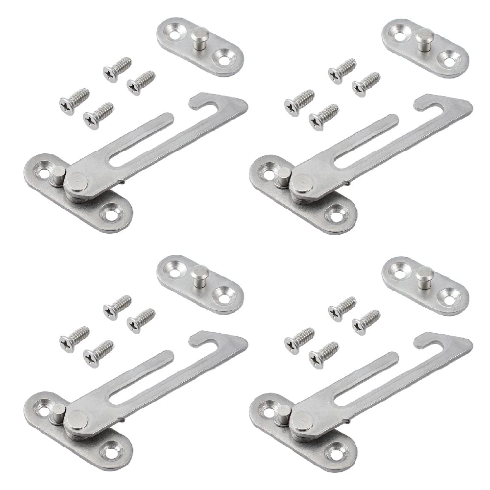 4 Pcs Window Restrictor Catch Locks, Stainless Steel Child Safety Window Restrictor Hook, Child Restrictor Security Locks for UPVC Windows (Right Handed)