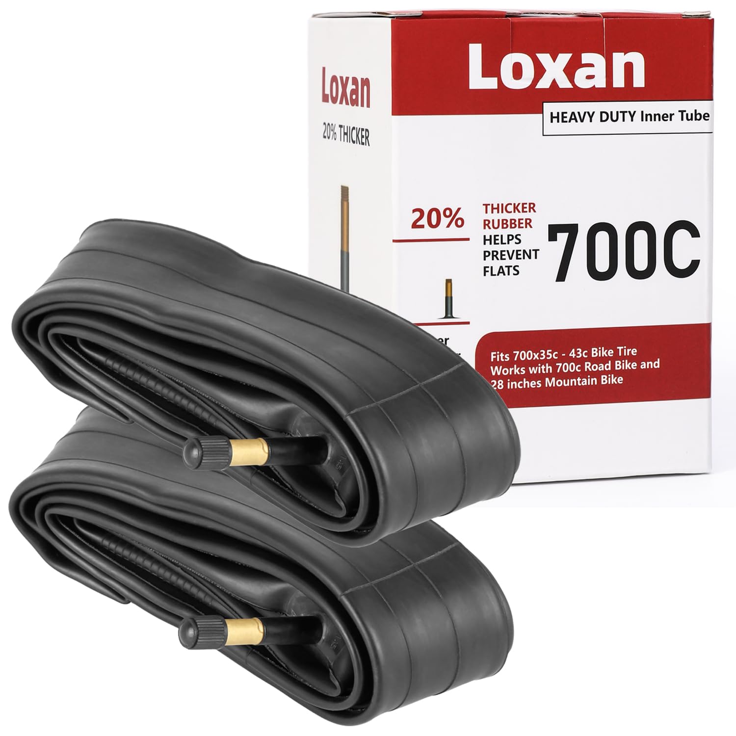 700x35c-43c Road Bike Inner Tubes with Longer Schrader Valve Stem, 2 Pack Premium Butyl Tire Tube for 700x38C 700x35C 700x40C 700x41C 700x43C Bicycle