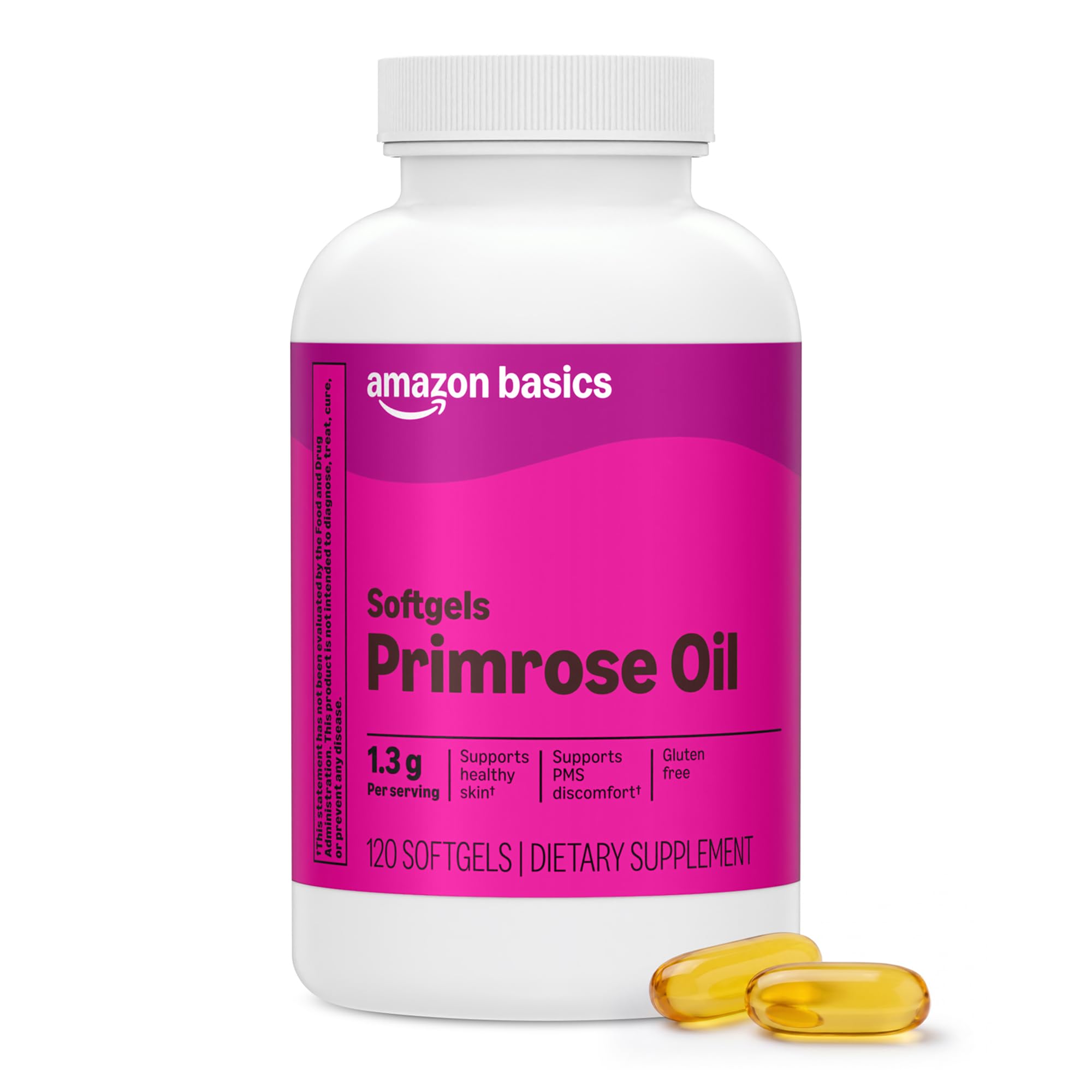 Amazon Basics Primrose Oil Women's Health Softgels, 1,300 mg, 120 Count