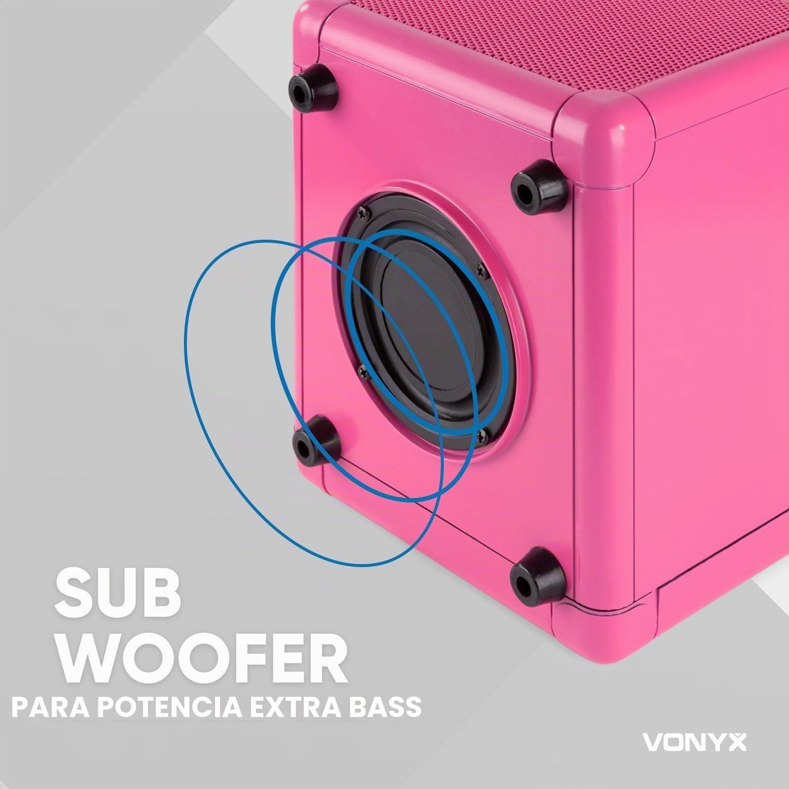 Vonyx SBS50P Altavoz portátil Set de Karaoke para Fiesta con micrófono y Efecto Eco, Bluetooth, Bola de Discoteca con Efectos de Luces LED, Entrada Auxiliar - Rosa