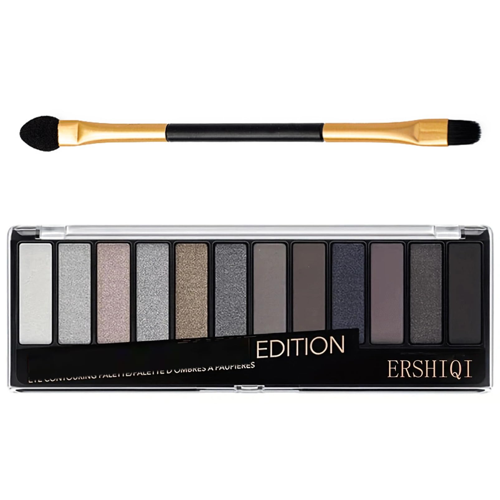 Grey Eyeshadow Palette Black Eyeshadow 12 Pigmented,Shimmer Smokey
