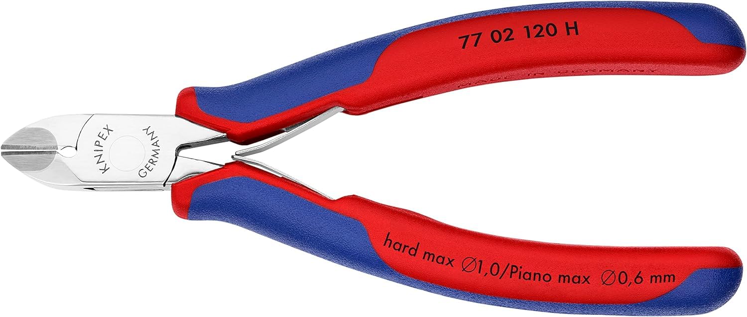 KNIPEX Szczypce tnące boczne dla elektroników z ostrzami z węglików spiekanych z osłonkami wielokomponentowymi 120 mm, 77 02 120 H