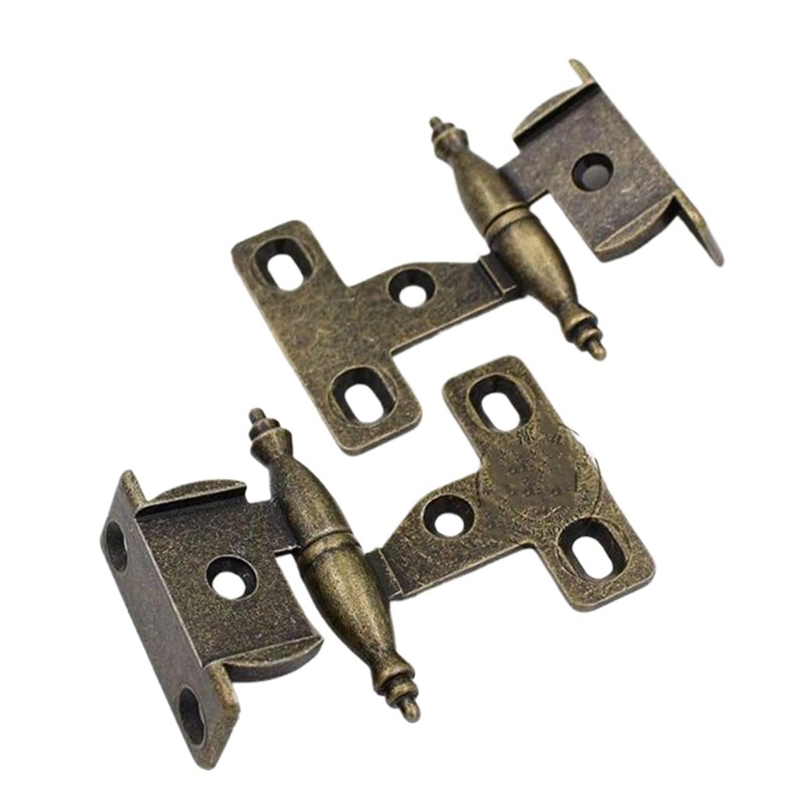 Gopeo Right And Left 2Pc Antique Cabinet Hinge Green Bronze Folding Crown Head Detachable Hinges For Furniture Wardrobe Cupboard Door Repair Hardware