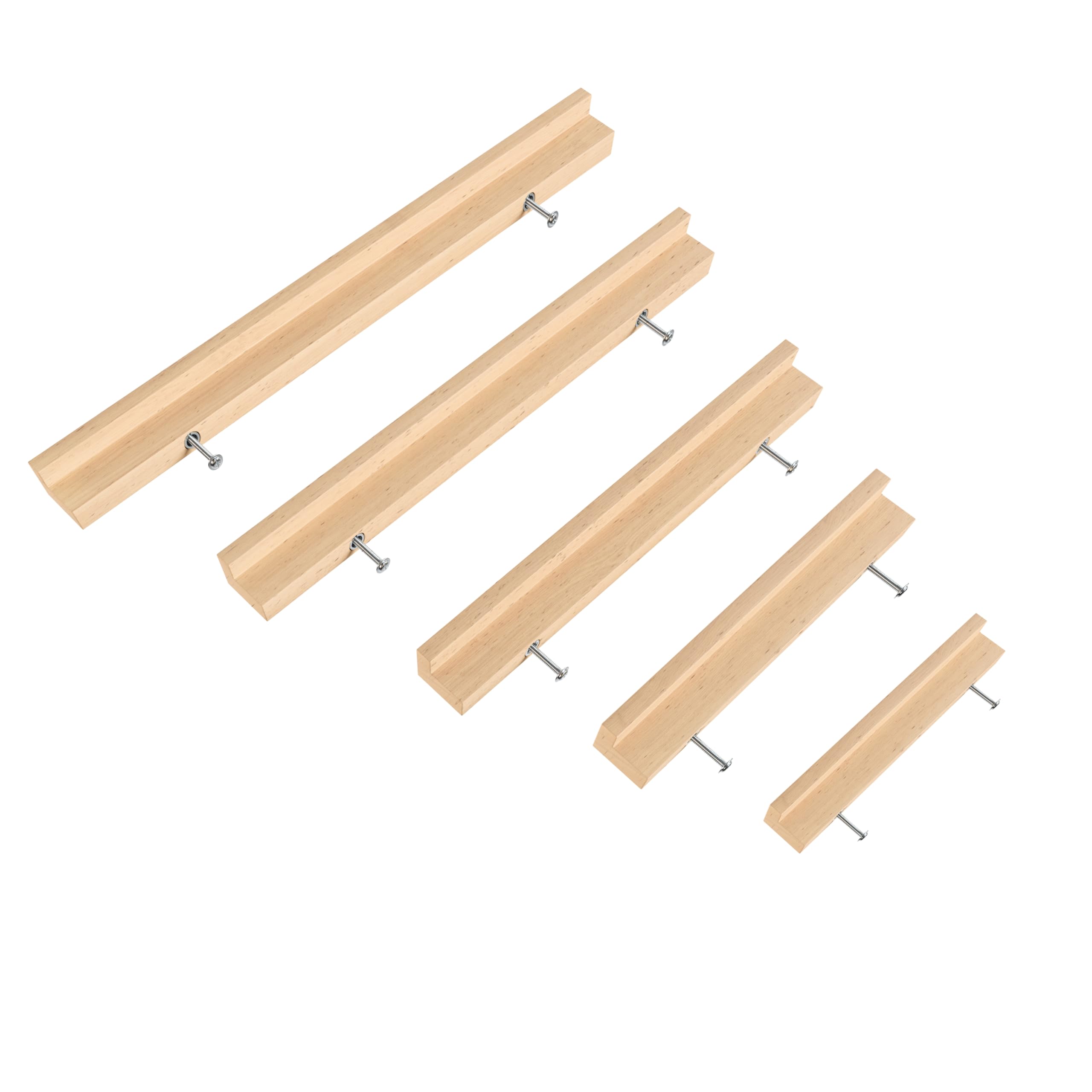 Sossai tiradores de madera de haya | GAH01 | distancia entre agujeros 128mm, longitud 188mm, 10 piezas