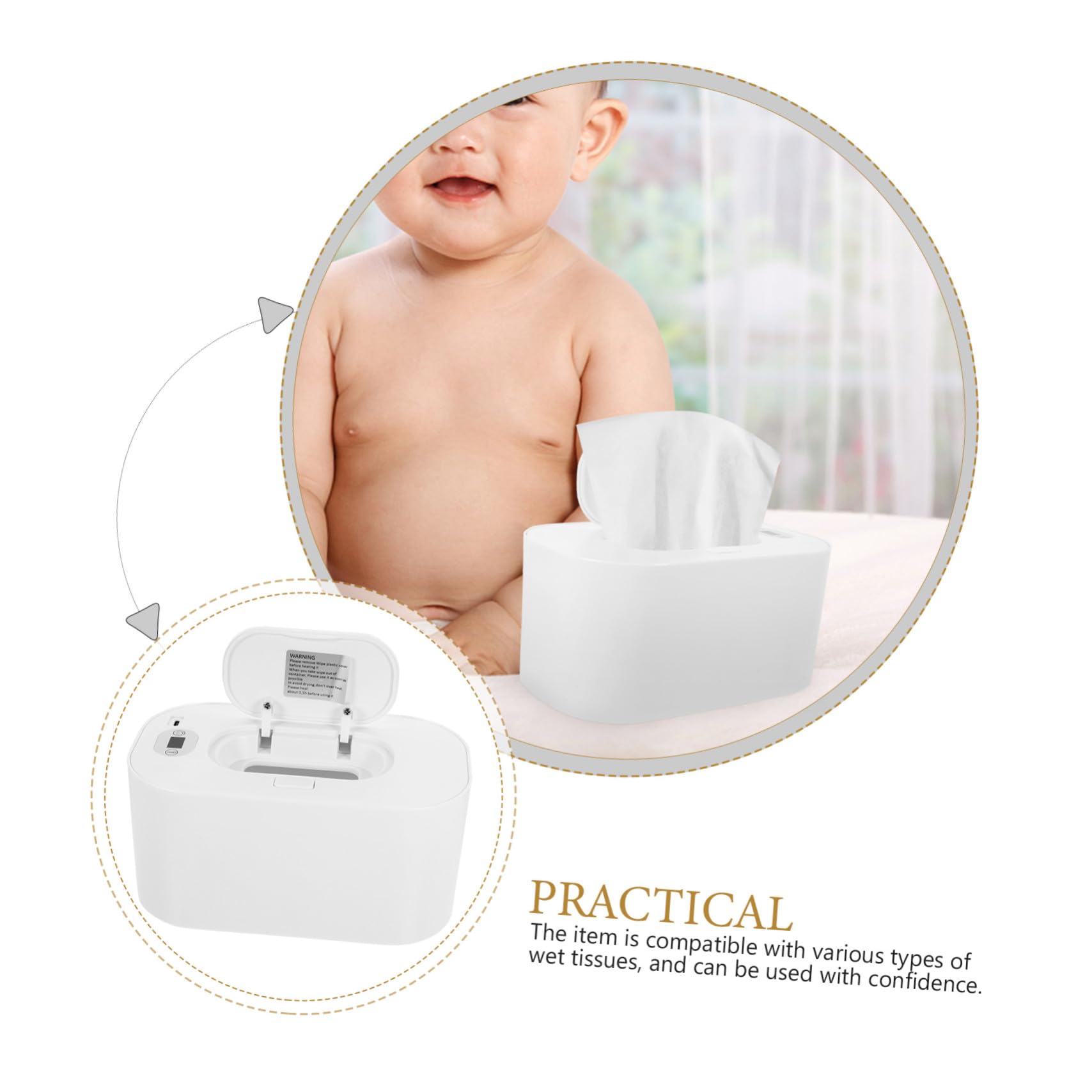 Gatuida Calentador de Toallitas Húmedas USB Portátil Control de Temperatura para Bebés para Uso el Hogar Viaje