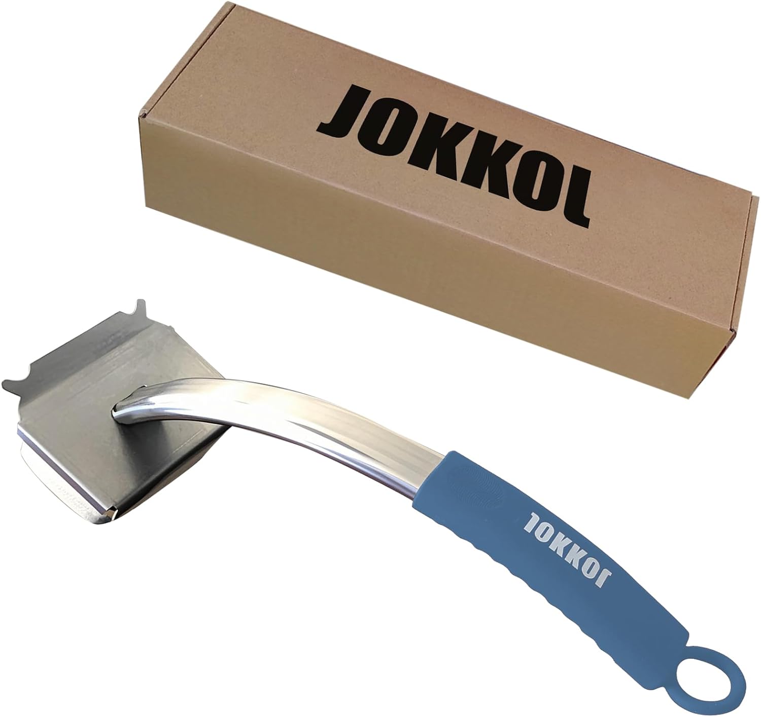 Grill Brush Bristle Free with Long Handle,Non Metal Grill Scraper for Outdoor BBQ,Stainless Steel Safe Steam Cleaner, Includes 2 Replaceable Heads for Grilling Effortless Blue