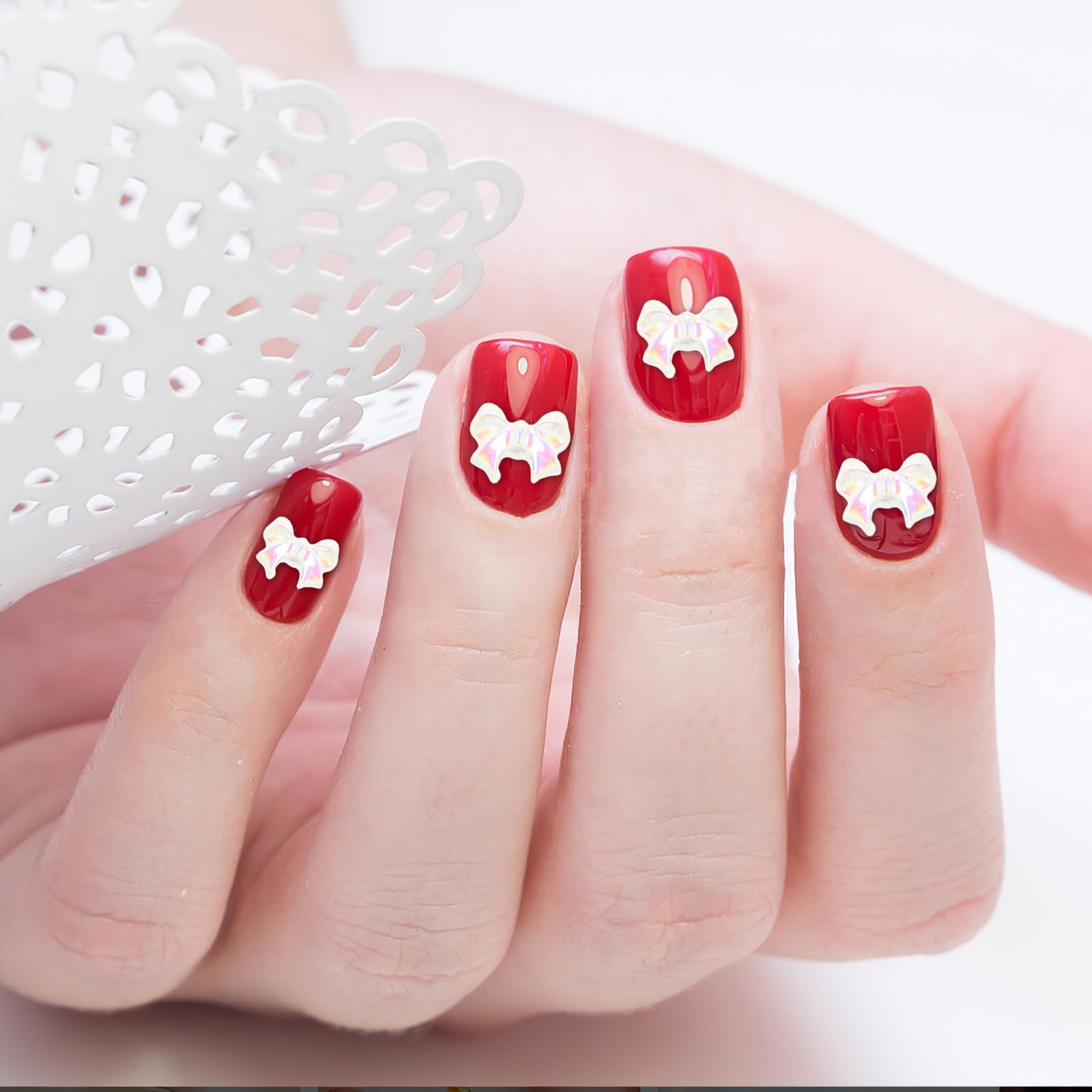 Tofficu 800 Piezas Dijes de Uñas Lazo de Resina 3d Fáciles de Aplicar para Decoración DIY en Estilo Diario Casa, Accesorios Adorables para Uñas de Chicas y Adolescentes