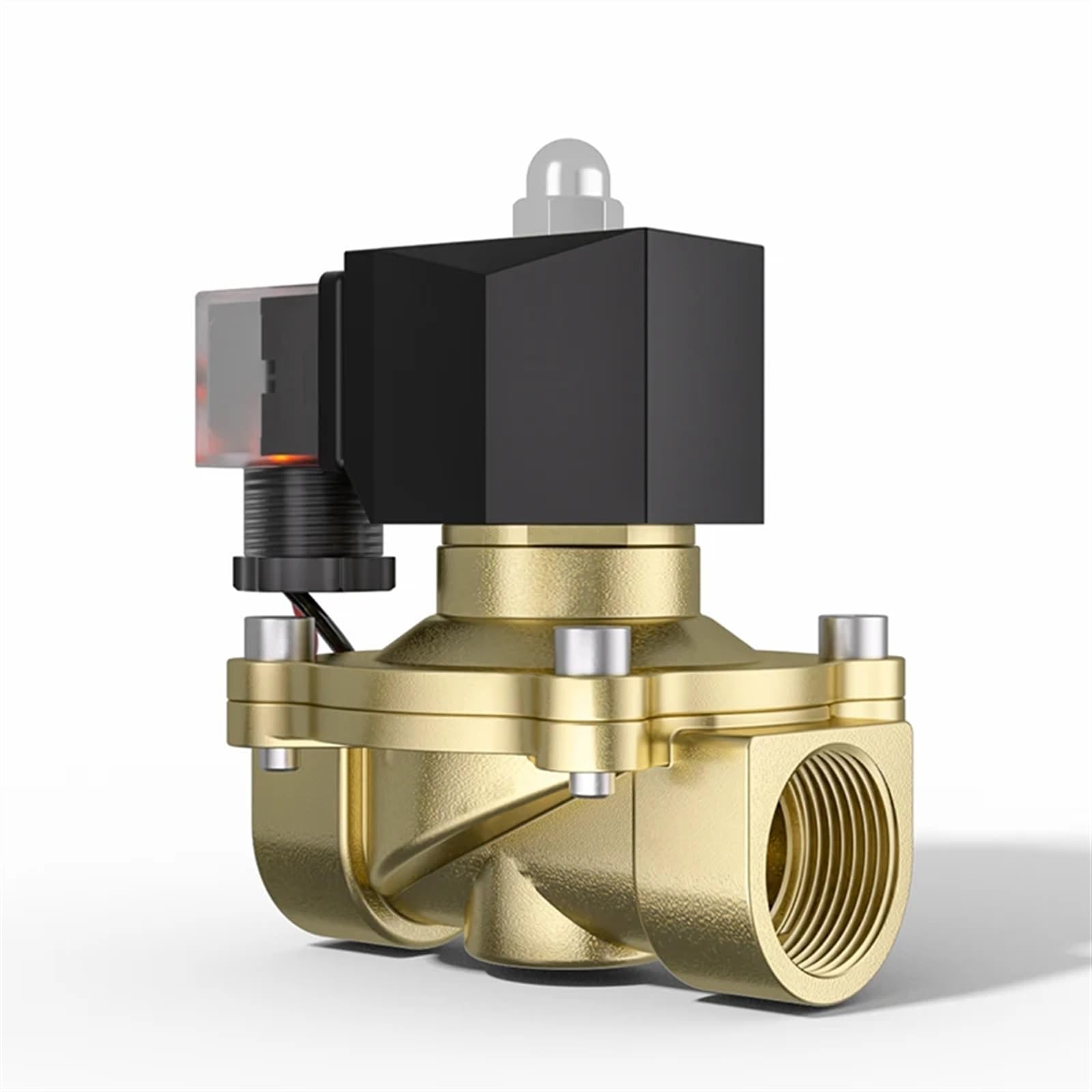 Huuoqiwy Women's Dn32 Waterproof Energy-Saving Type Electric Solenoid Valve Brass Normally Closed Thread Control Valve Water Valve 24V 220V(,24Vdc-Normally Closed)