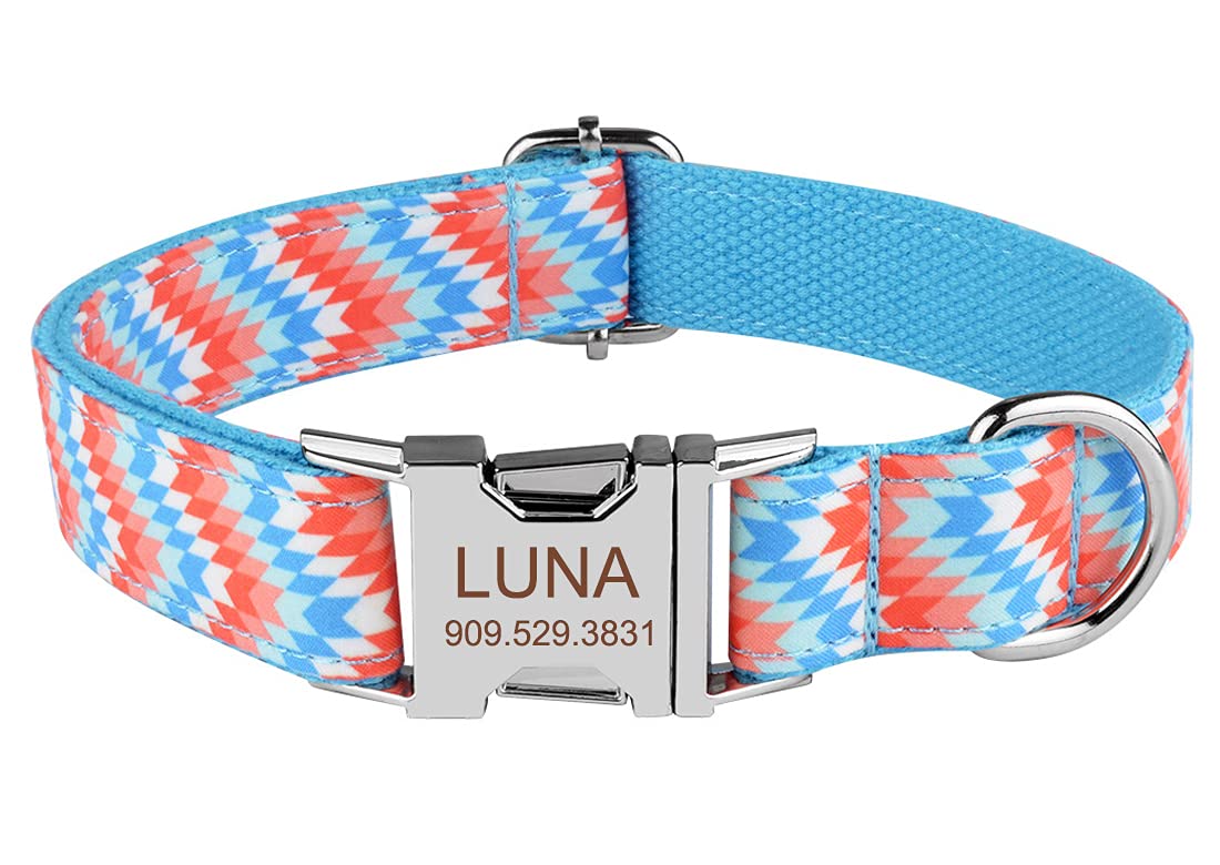 Personalized Dog Collar Custom Engraved Name Number ID Tag for Pet Puppy Small Medium Large and Extra Large Girl and Boy Dogs