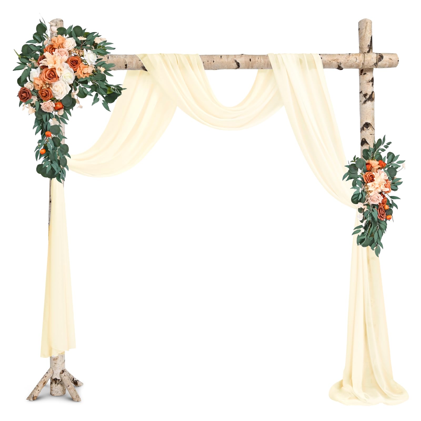 Wedding Arch Draping Fabric,1 Panel 28" x18ft Beige Wedding Arch Drapes for Ceremony Sheer Chiffon Fabric Drapes Arbor Drapery Decorations for