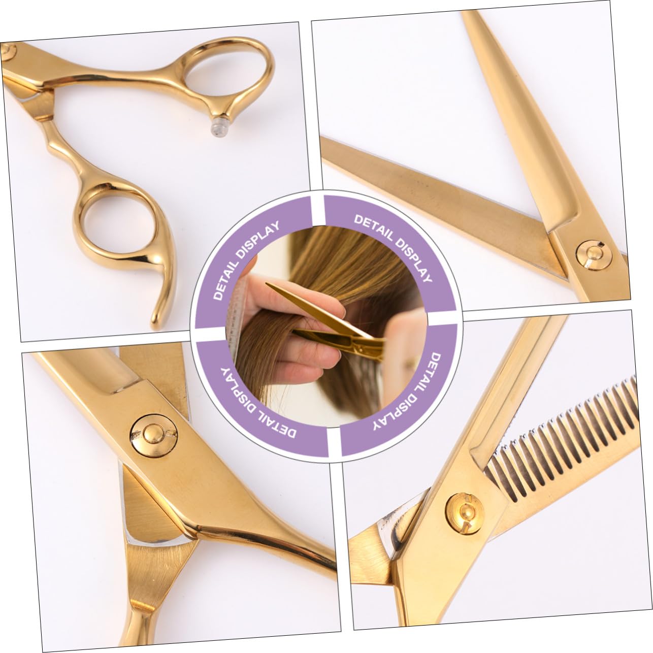 VALICLUD Juego de Tijeras Resistentes Corrosión de Peluquería de Acero Inoxidable Dorado 2piezas para Uso en Barbería Casa