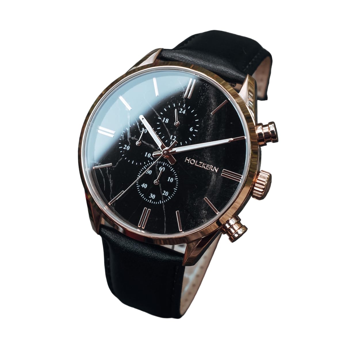 HOLZKERN Herren-Quarzuhr Chronograph Relational Marmor/Roségoldfarben