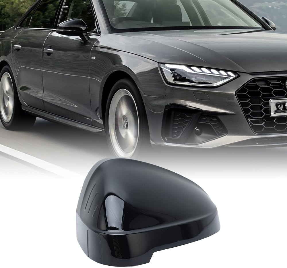 Right O/S Driver Side Gloss Black Front Door Wing Mirror Cover Cap Casing Fits For Audi A4 B9 A5 S5 2015-2022 UK