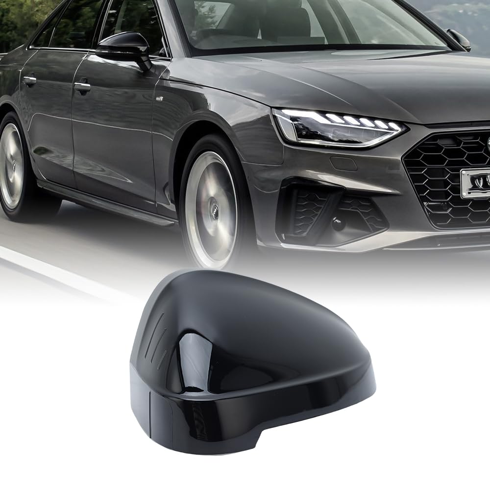 Right O/S Driver Side Gloss Black Front Door Wing Mirror Cover Cap Casing Fits For Audi A4 B9 A5 S5 2015-2022 UK