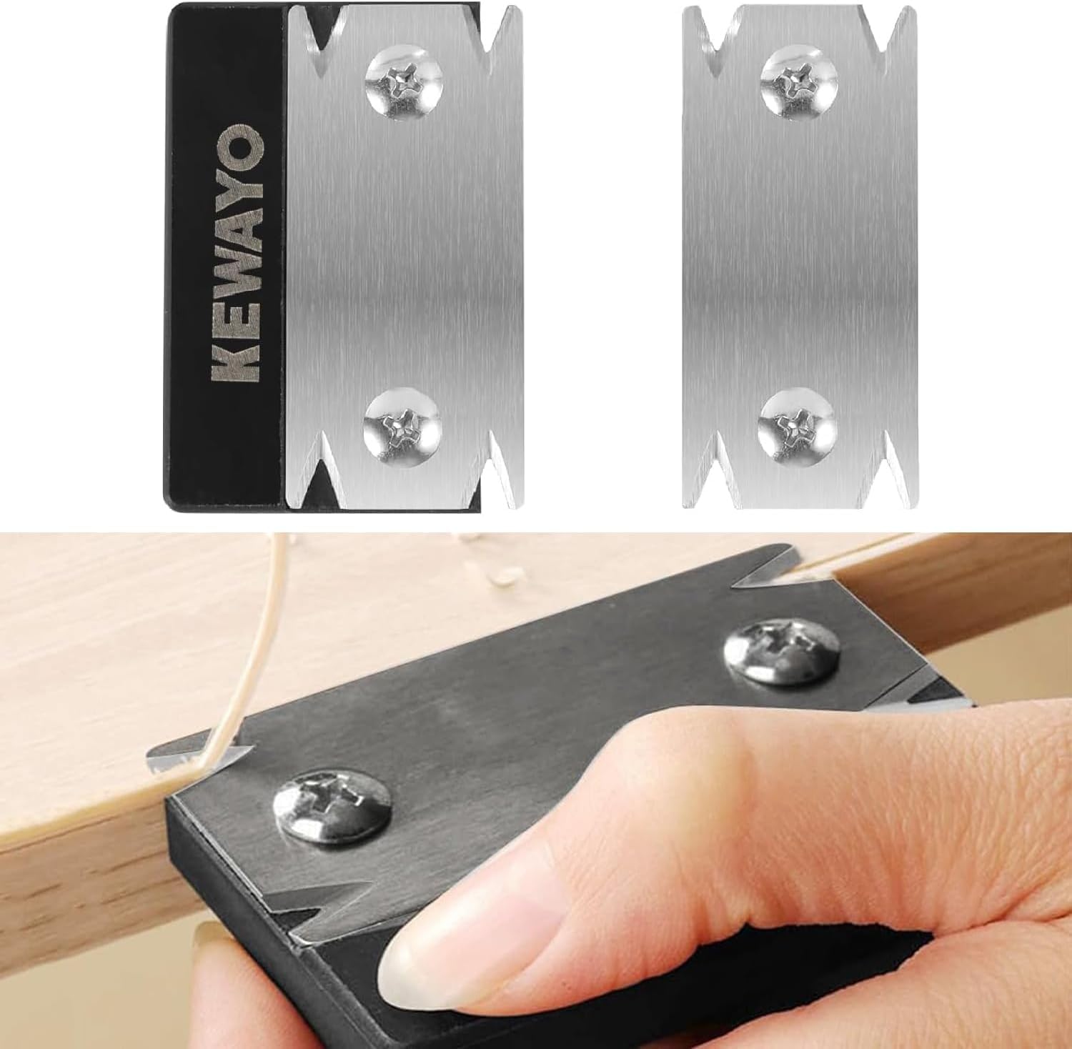 KEWAYO Edge Banding Trimmer, Portable Woodworking Veneer Planer with Replacement Blade, Non-Slip Grip for PVC Melamine Plywood, Carbon Steel Blade