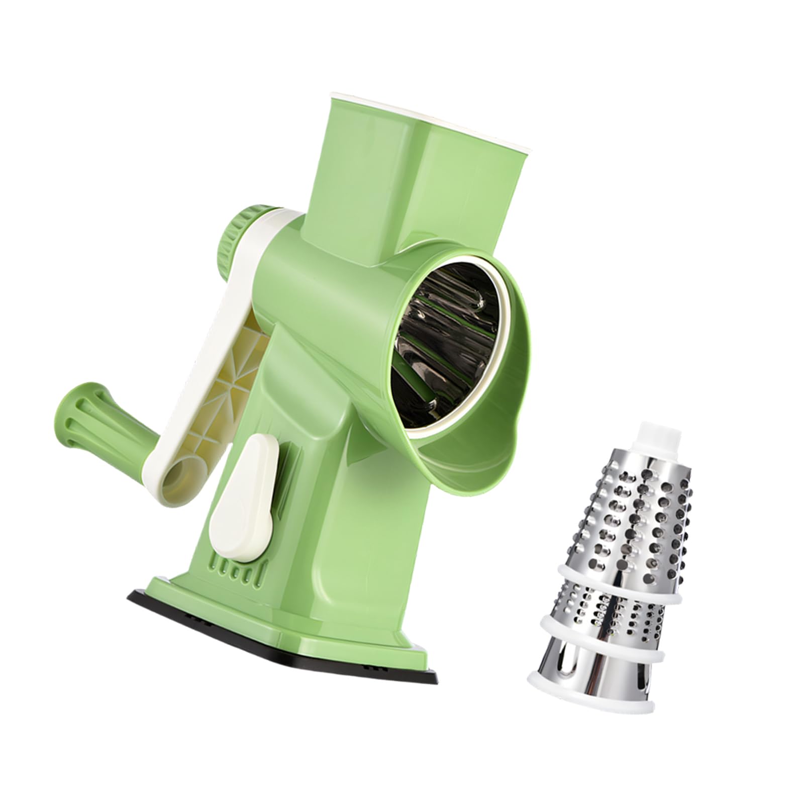 MALSSE Multifunctional Rotary Food Grater with Pusher and Strong Suction Cup for Stable Use Suction Base Grater