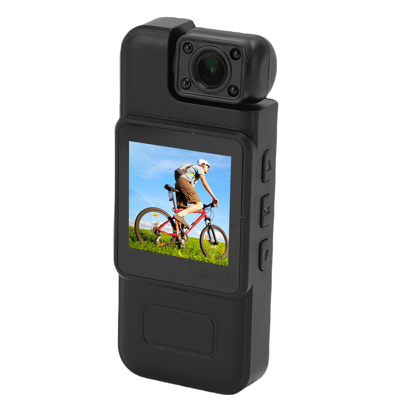 Dpofirs 4K Body Camera 180° Rotating Lens Motion Detection Loop Recording with 1000mAh Battery LCD Screen for Outdoor Activities Cycling