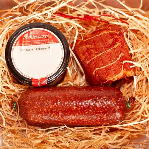 Wurstpaket Oberlausitz | Präsentkorb Edel Salami & geräucherter Schinken am Stück | Fresskorb...