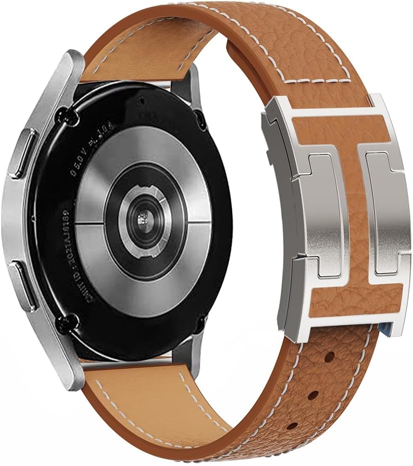 Leather Magnetic Strap Compatible with Galaxy Samsung Watch 7 6 5 4 FE 40mm 44mm, Watch 6/4 Classic 42mm 46mm, 5 Pro 45mm, Slim 20mm Top Grain Leather Band for Women