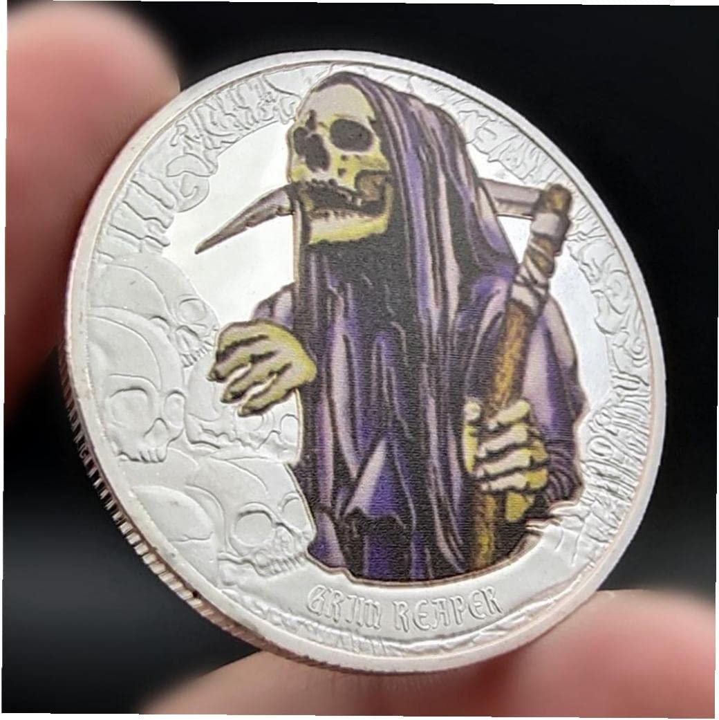 Amazon.co.jp: ハロウィン記念コイン 死神スカル柄 チャレンジコイン ハロウィン コレクション 記念コイン 1個入り : ホビー