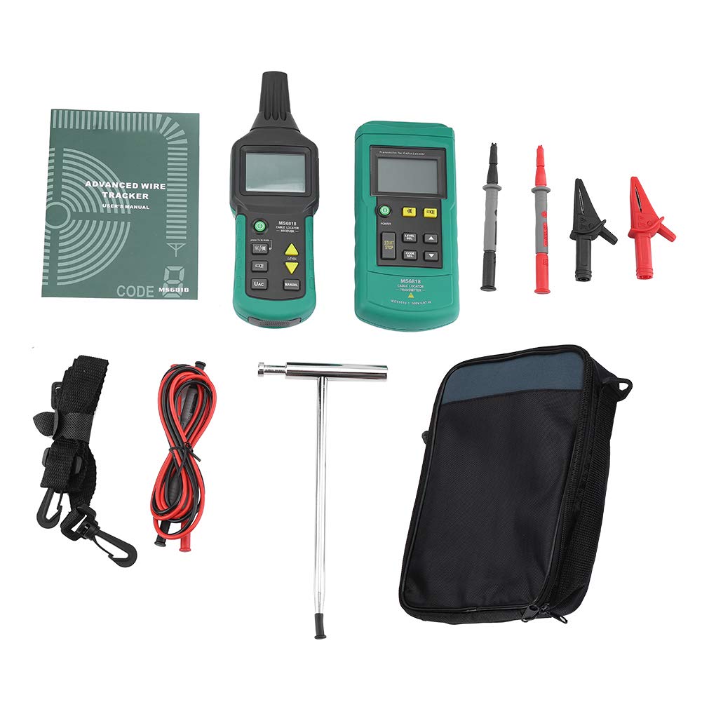 Walfront MS6818 Localizador de cable de alambre 125KHz Detector de tubería de metal Tester Line Tracker 12V a 400V AC/DC