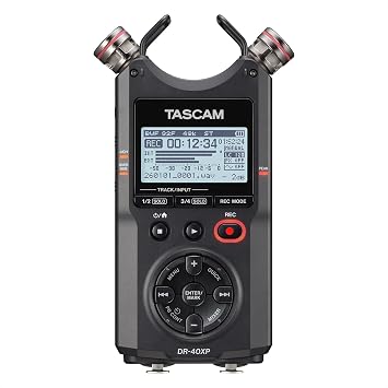 TASCAM DR-40XP 4-Channel 32-Bit Float Portable Handheld Field Recorder and USB-C Audio Interface — With 2 XLR/TRS Inputs and Adjustable Mics for Music, Audio for Video and Interviews