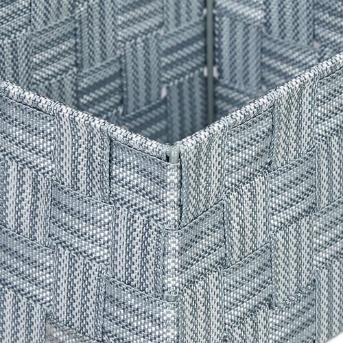 Relaxdays Aufbewahrungskorb 3er Set, Verschiedene Größen, Körbchen geflochten, Badezimmer, Dekokorb, Kunststoff, grau